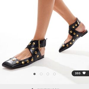 ASOS DESIGN Light studded ballet flats in black